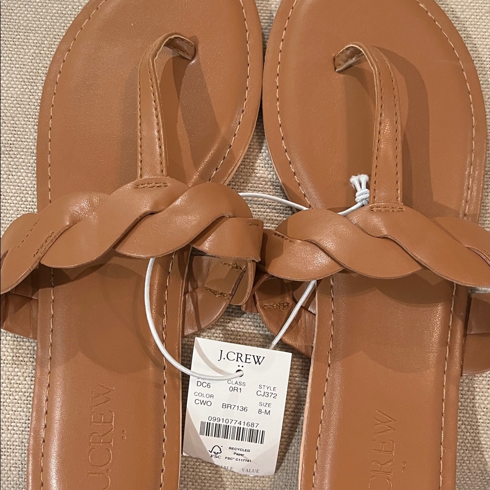 J. Crew Brown Twist Flip Flops/NWT/8M - Picture 5 of 10